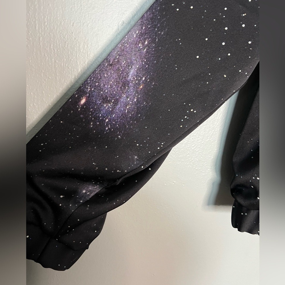 Pinko Galaxy Print Track Bomber Jacket In Black tech retro 80s style alien space - Picture 14 of 14